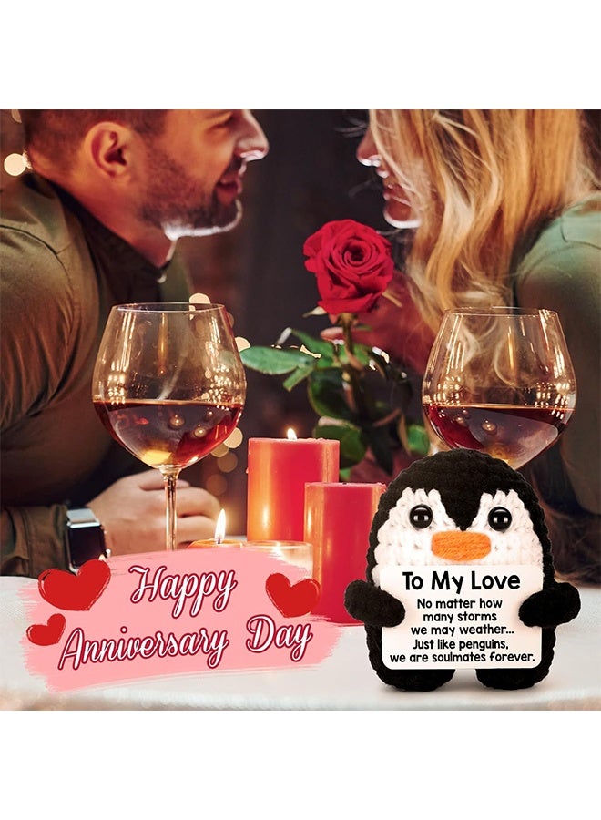 Handmade Crochet Penguin Gift, Cute Romantic Present for Him or Her, Boyfriend, Girlfriend, Husband, Wife, I Love You Anniversary, Birthday, Wedding, or Easter Gift for Couples - Image 3